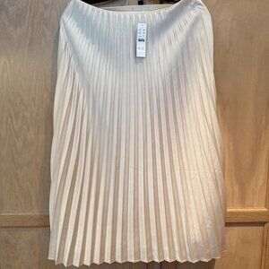 J Crew Pleated Skirt Cream Elastic Waist New With Tags Size S